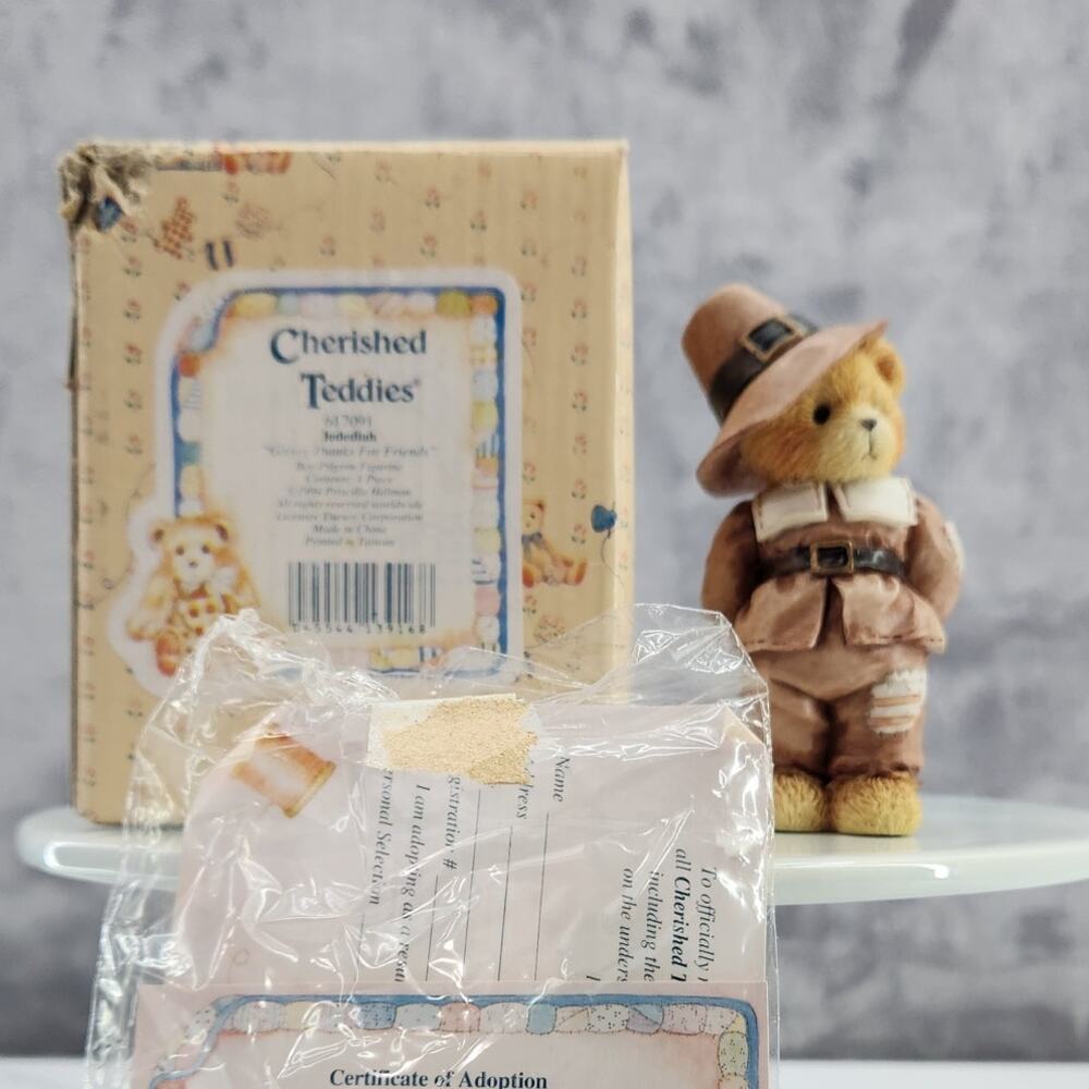 "Jedediah" Cherished Teddie 617091 Pilgram Figurine Thanksgiving 1994
